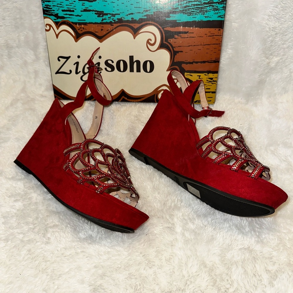 Zigi Soho Vibrant Red Wedge Sandals
